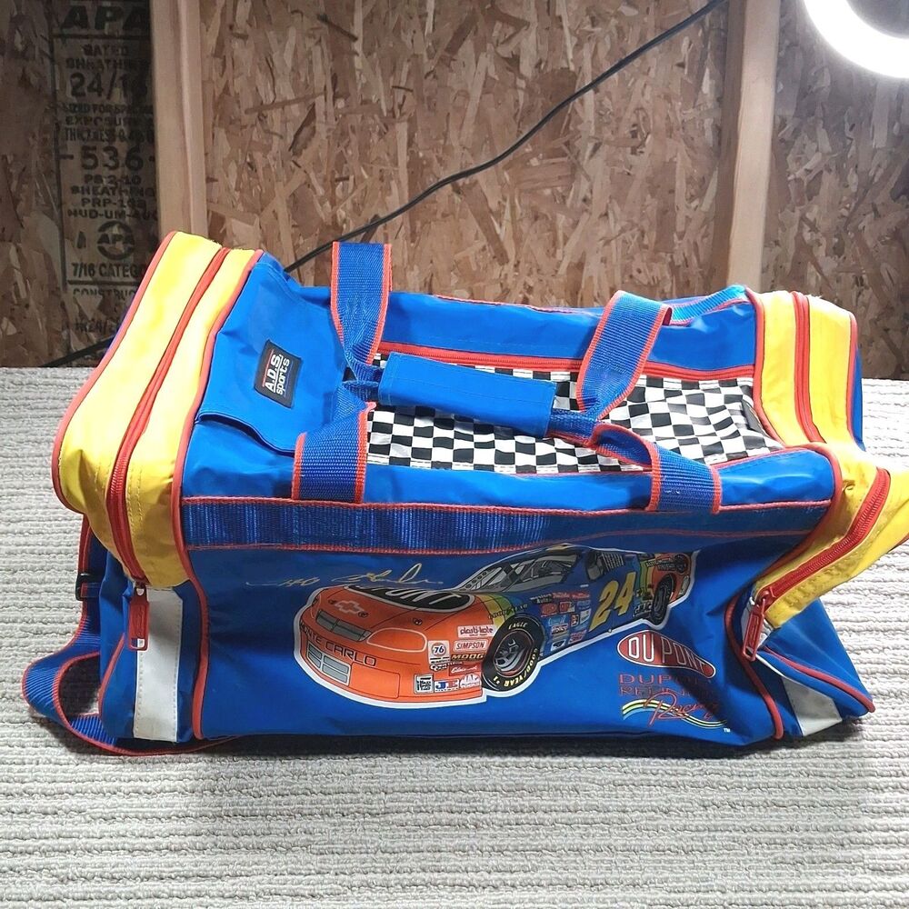 vintage jeff gordon 24 dupont racing duffle bag nascar monte carlo gym travel ba
